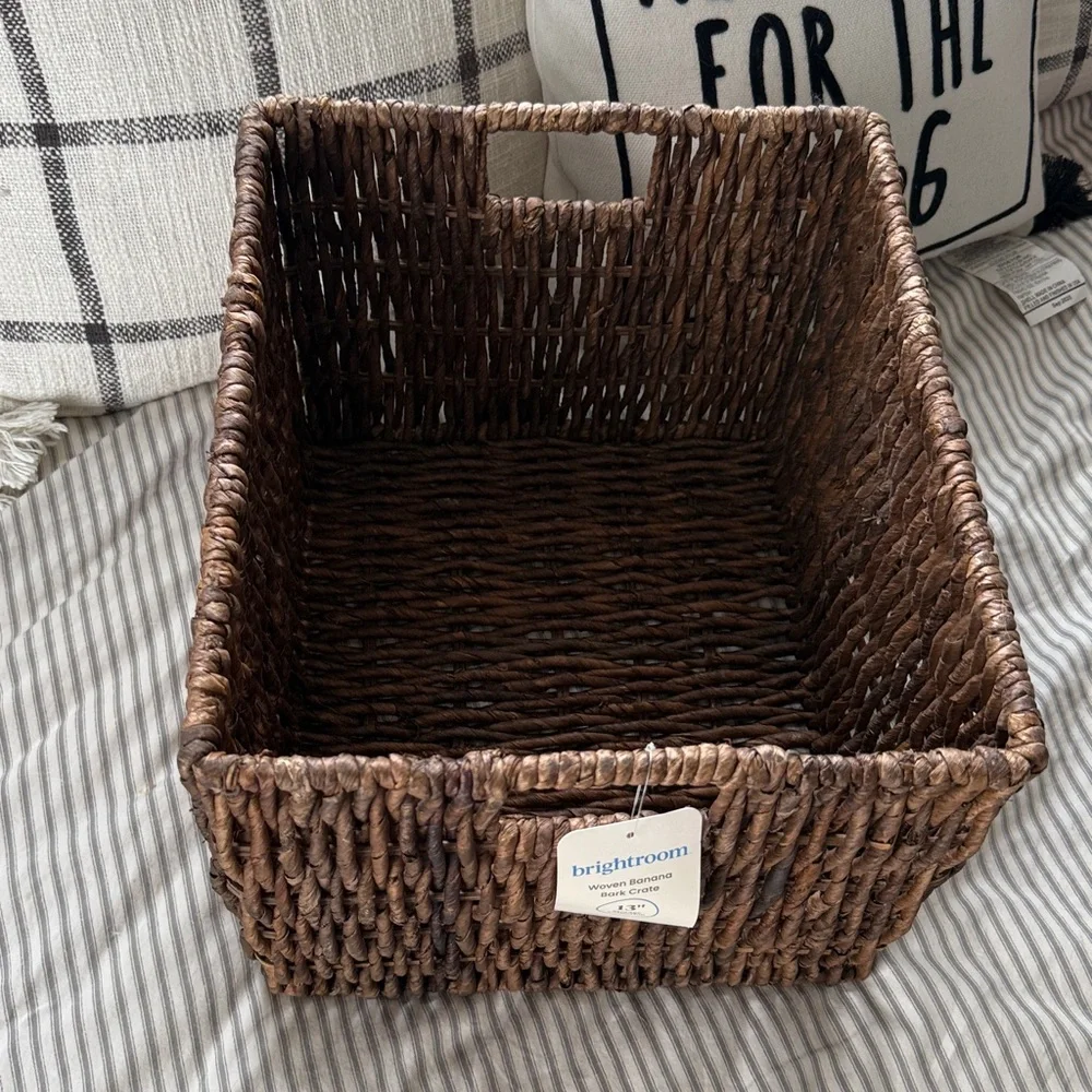 3-Large Woven Banana Bark Crate Brightroom Brown‎ Rectangle Decorative Baskets